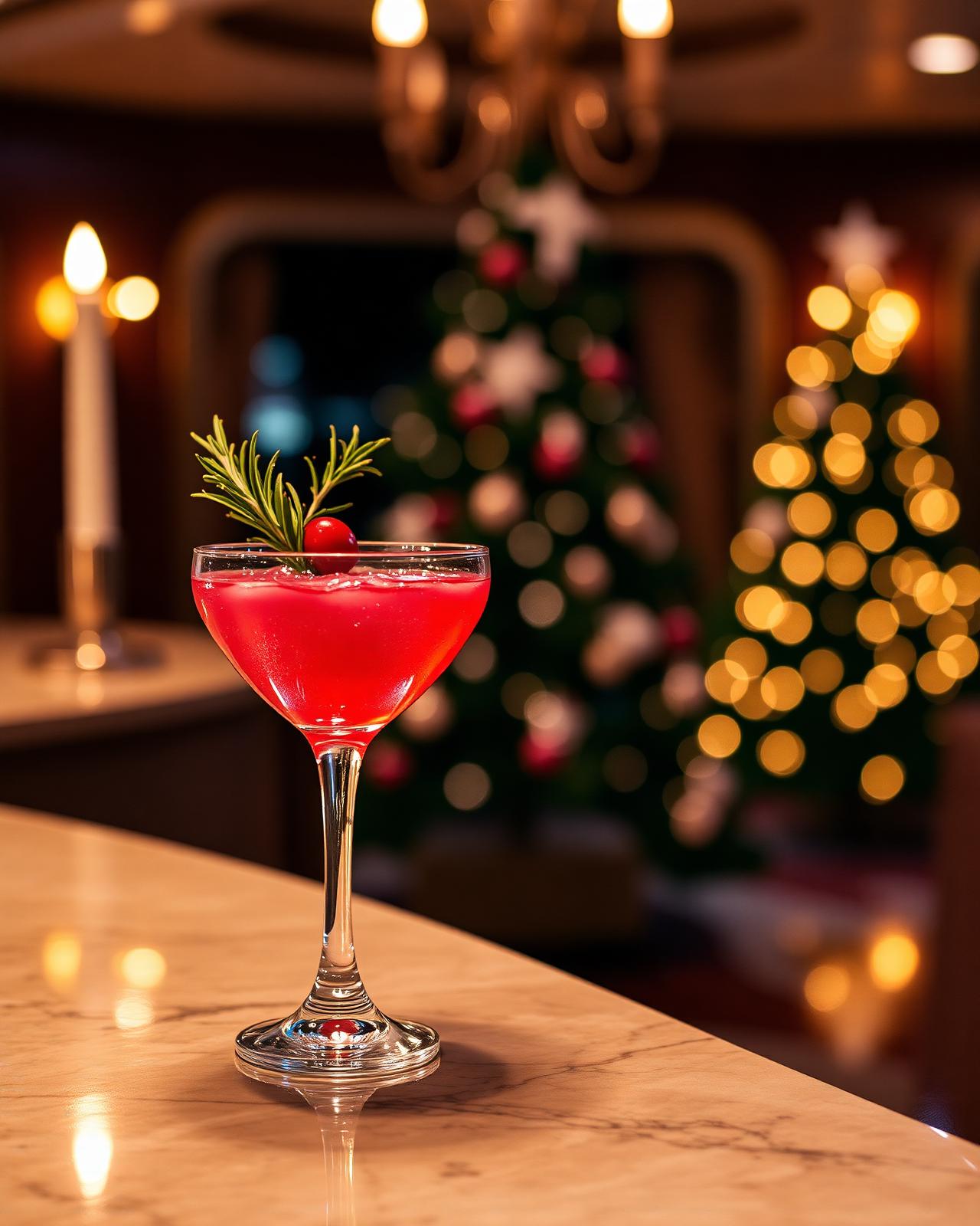 A festive winter cocktail aboard the ship